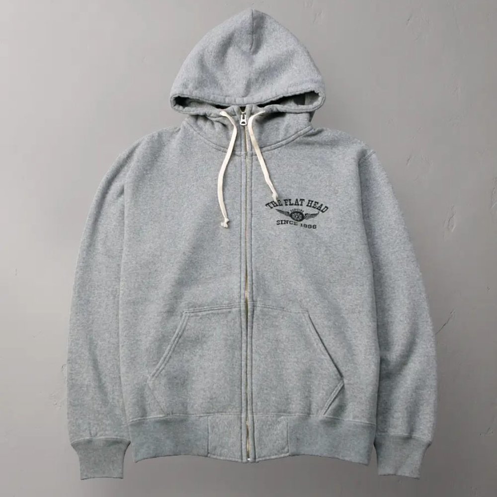 The Flat Head Grey Flying Wheel High Neck Sweat Parka